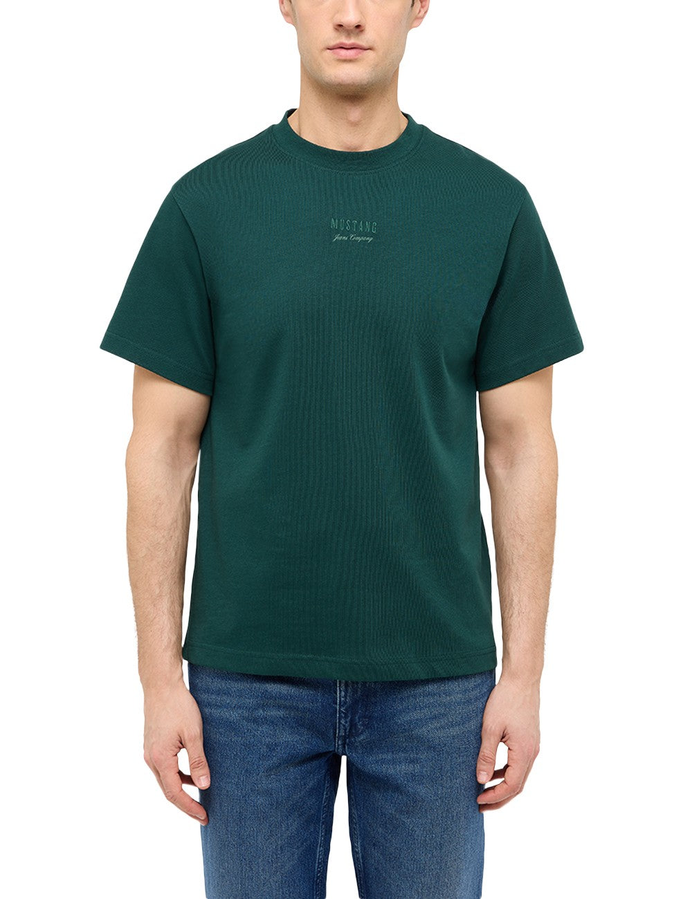 Tricou Akron verde, față, logo brodat pe piept