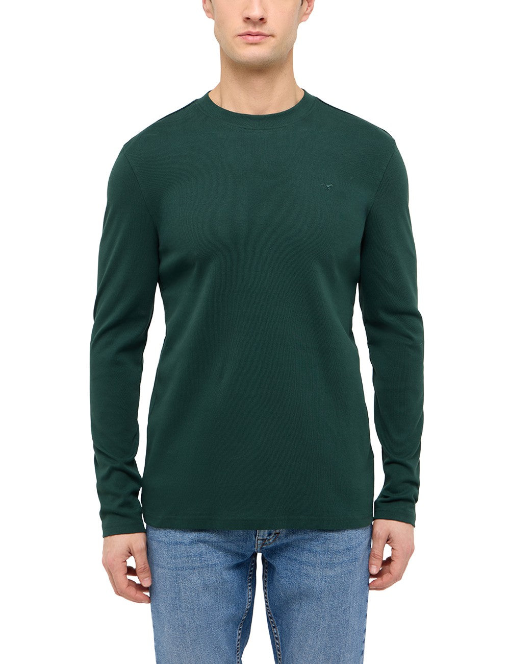 Bluză Arlington verde închis, față, pe model, logo brodat cu cal pe piept