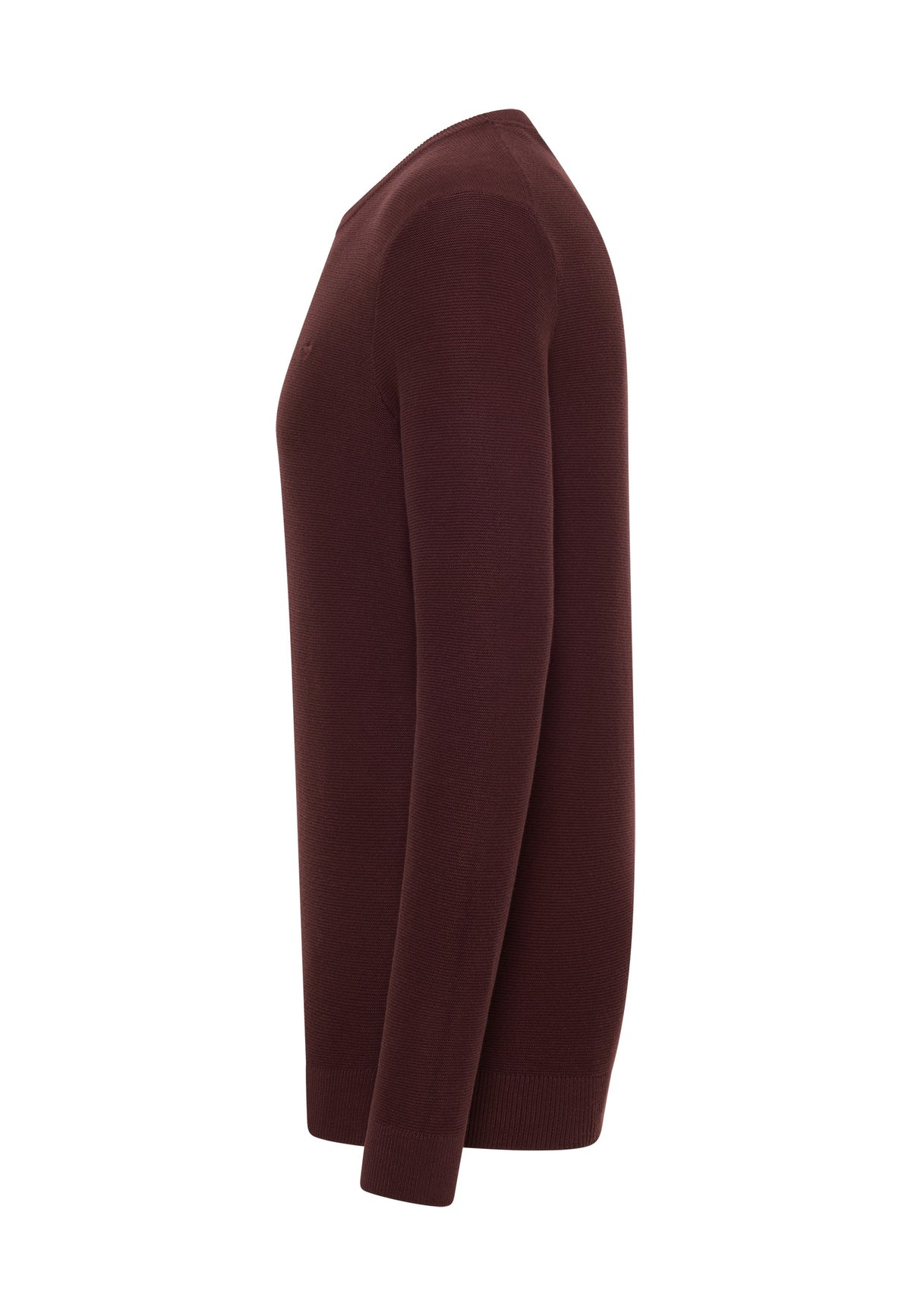 Pulover Elliot bordo, lateral, pe model, croi drept la corp