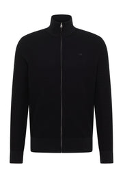Cardigan Escondido negru, față, fermoar întreg cu guler înalt