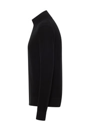 Cardigan Escondido negru, lateral, pe model, croi drept la corp
