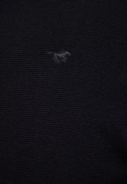 Cardigan Escondido negru, detaliu, logo brodat cu siluetă de cal pe tricot