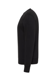 Bluză Clio negru, lateral, guler rotund cu bandă roșie interior