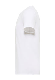 Tricou Allen alb, lateral, așezat plat