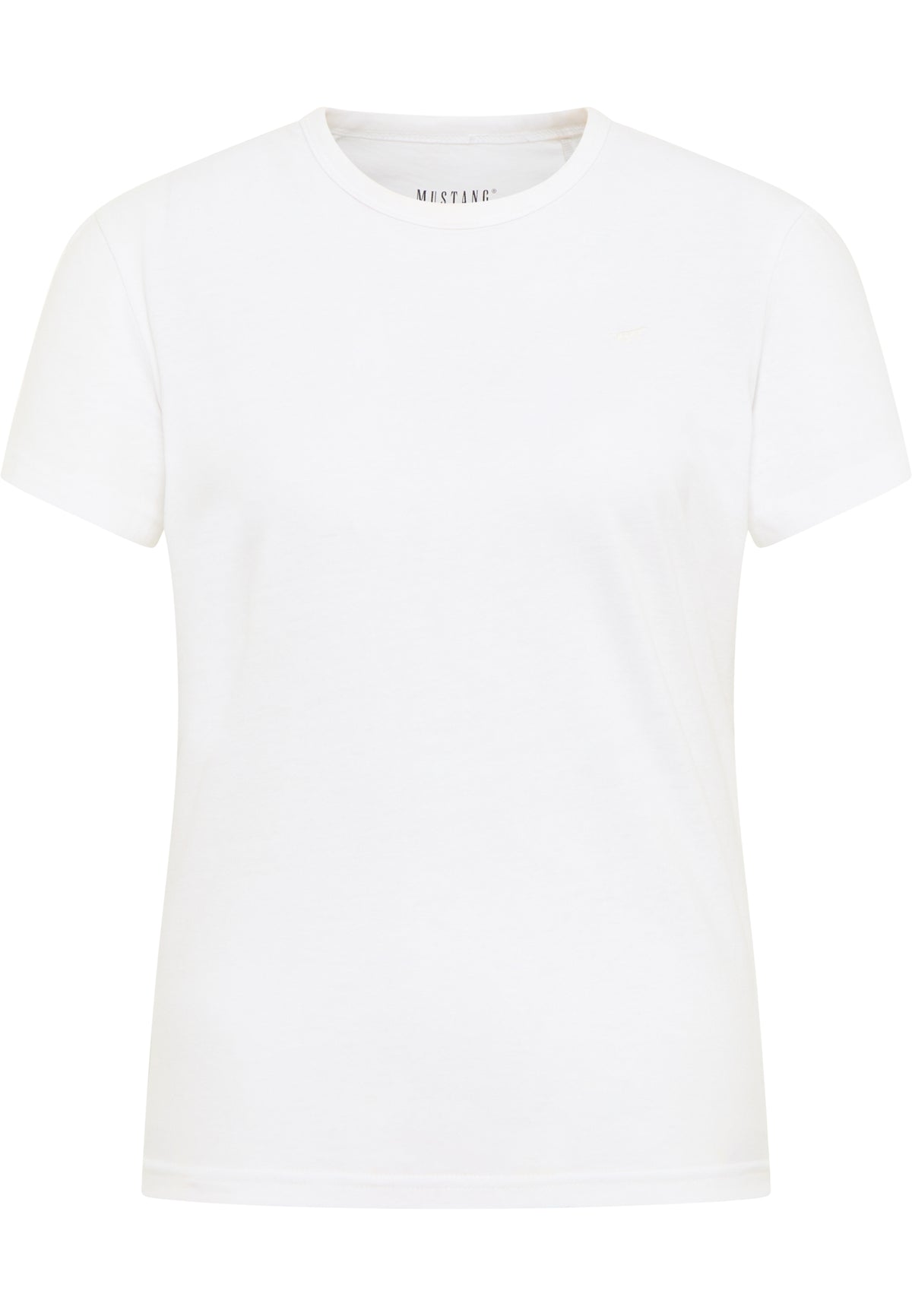 Tricou Ada alb, față, logo mic brodat pe piept, guler rotund