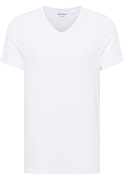 Tricou Amado 2-Pack alb, față, decolteu în V, etichetă la guler cu inscripția „Mustang”