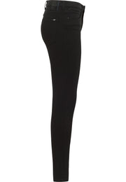 Blugi Skinny Georgia negru, lateral, așezați, cu buzunar spate vizibil
