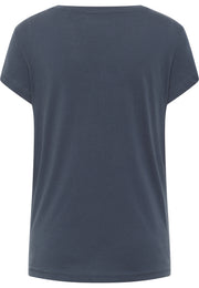 Tricou Alina C Logo albastru gri, spate, fără imprimeu