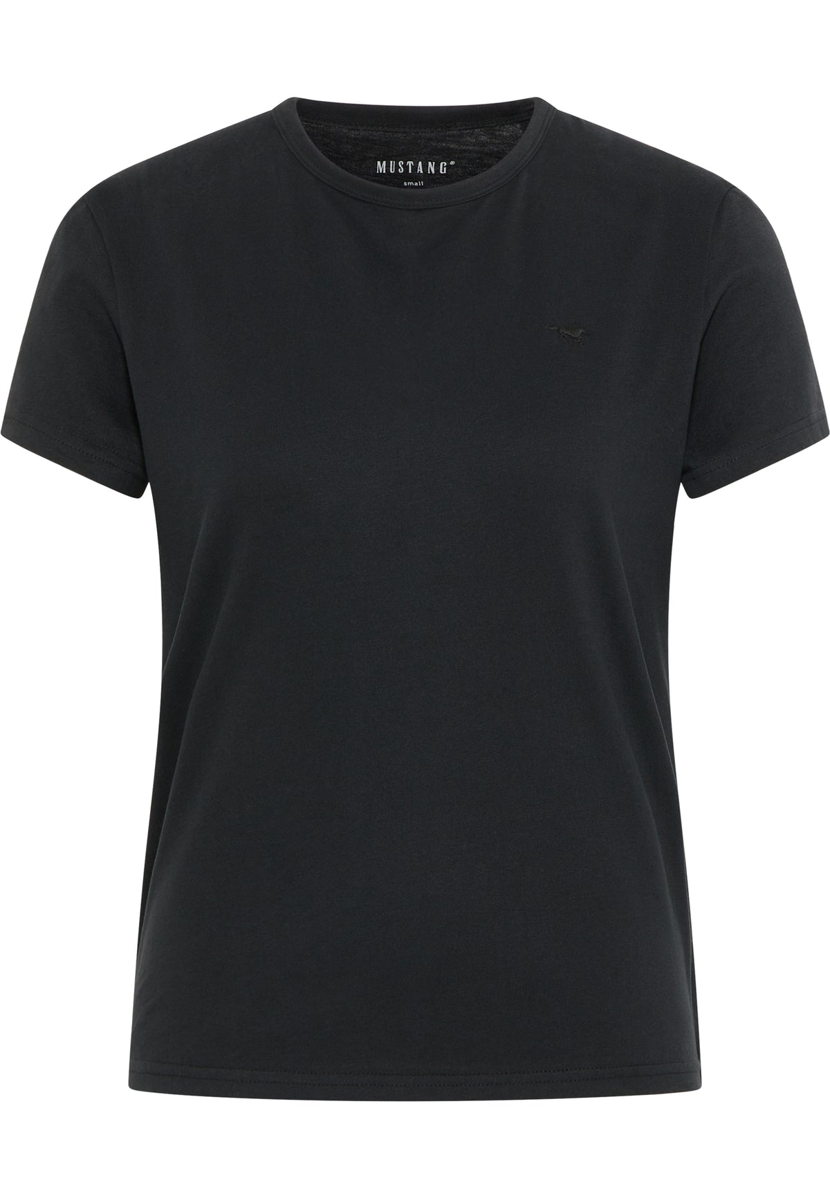Tricou Ada negru, față, logo mic brodat pe piept, guler rotund