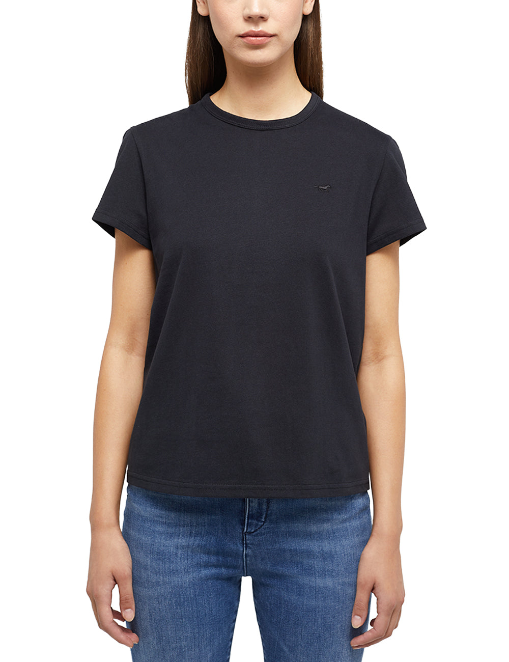 Tricou Ada negru, față, logo mic brodat pe piept