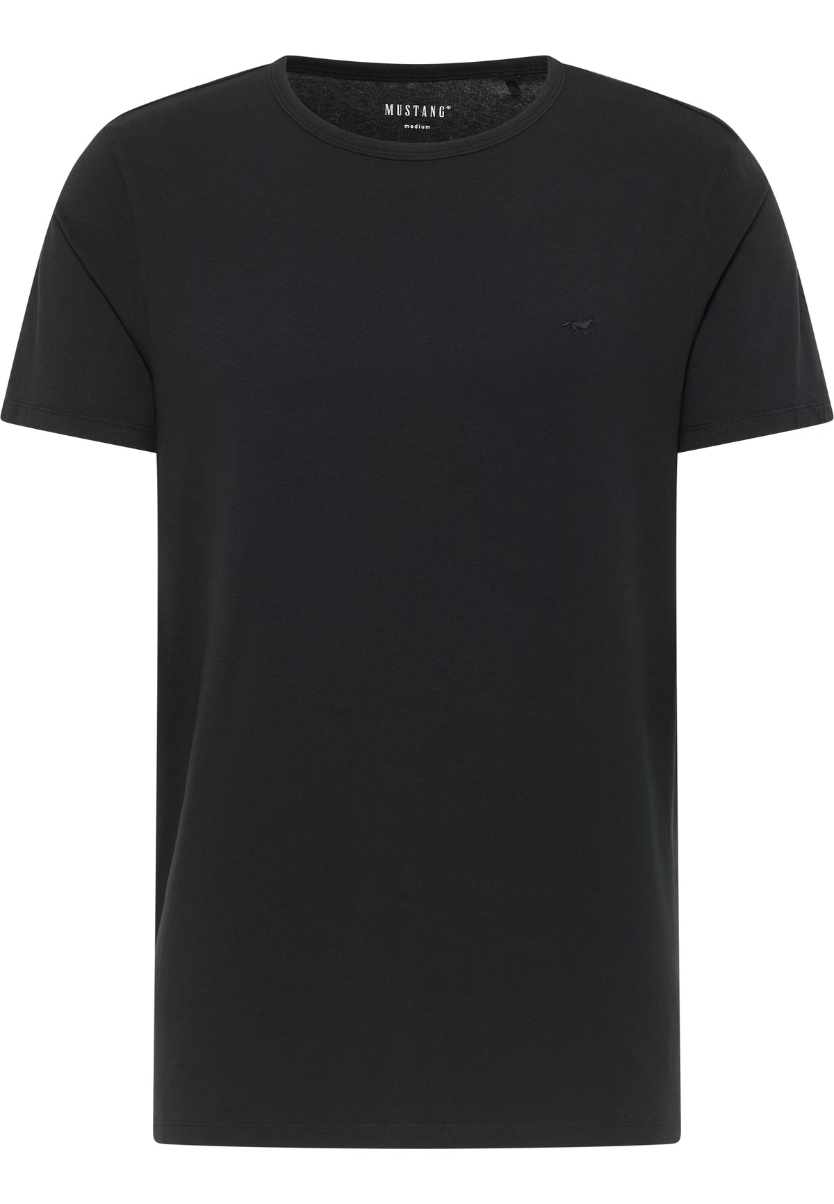 Tricou Allen 2-Pack negru, față, așezat plat, guler rotund și siglă mică brodată pe piept