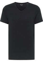 Tricou Amado 2-Pack negru, față, decolteu în V cu siglă brodată pe piept