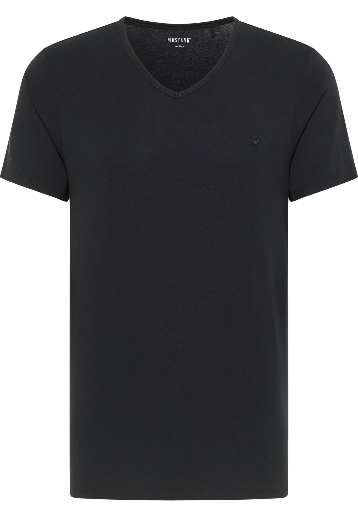 Tricou Amado 2-Pack negru, față, decolteu în V cu siglă brodată pe piept