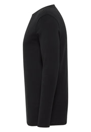 Bluză Slim Arlington negru, lateral, mânecă lungă cu manșetă reiată