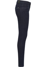 Blugi Shelby albastru închis, lateral, croi skinny mulat pe picior