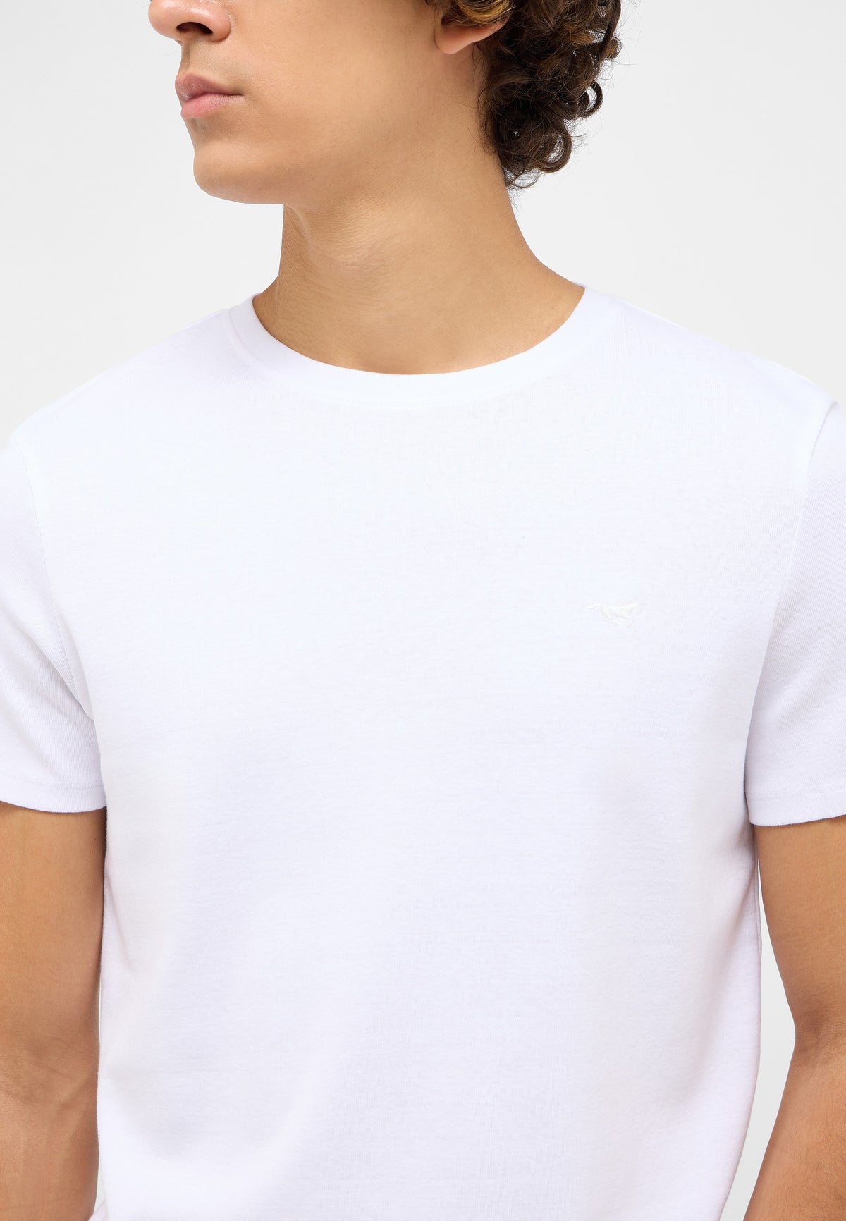 Tricou Allen alb, detaliu, broderie mică cu cal pe piept
