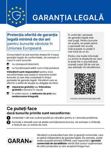 Notificarea armonizată a Uniunii Europene privind garanția legală de conformitate